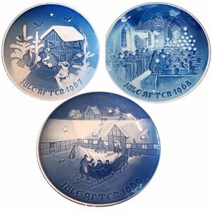 3 Set Vintage Bing and Grondahl Jule After Decorative Christmas Porcelain Plates